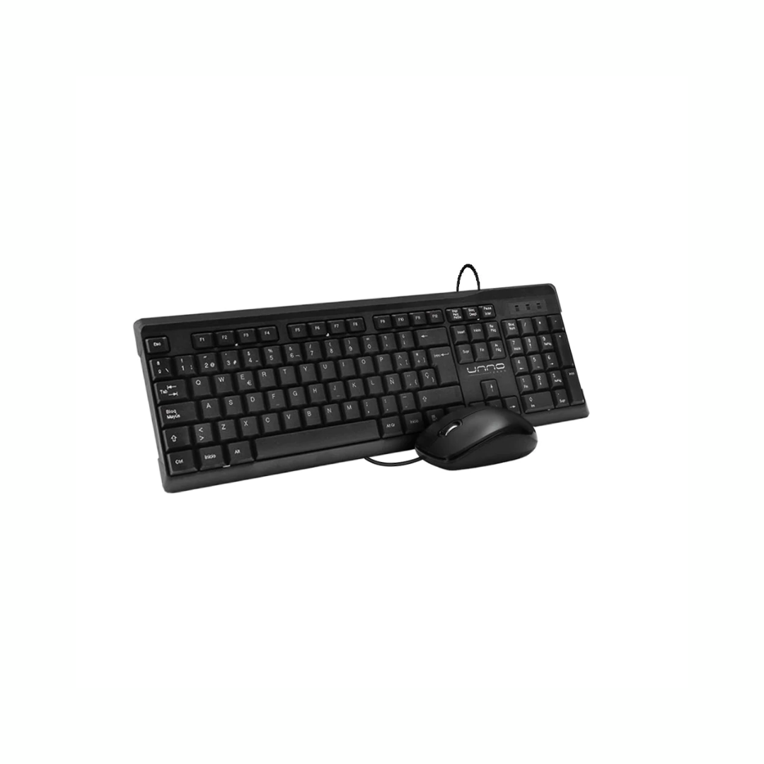 COMBO MOUSE Y TECLADO UNNO TEKNO USB OPTICO ESPAÑOL NEGRO