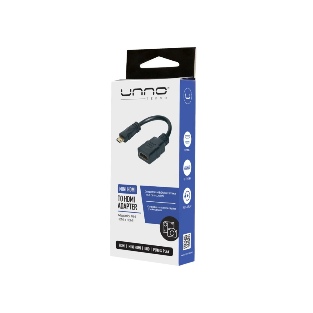 ADAPTADOR MINI UNNO TEKNO HDMI MACHO HDMI HEMBRA