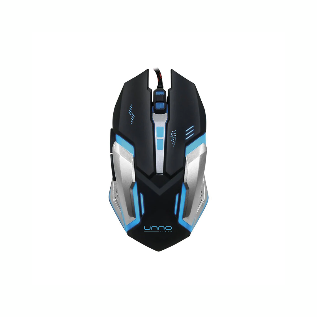 MOUSE UNNO TEKNO BRAVE GAMING PLATA/NEGRO
