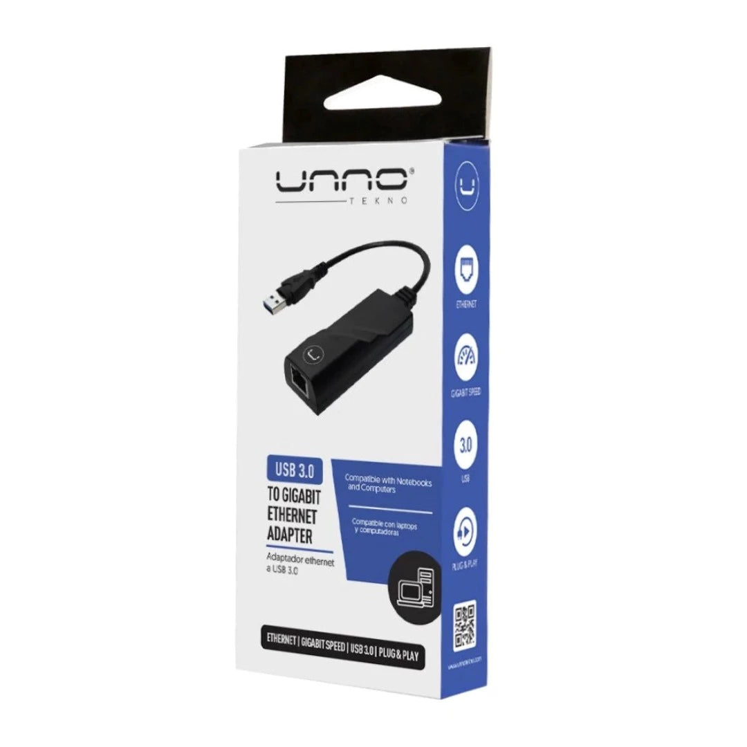 ADAPTADOR UNNO TEKNO USB 3.0 A LAN ETHERNET 1G
